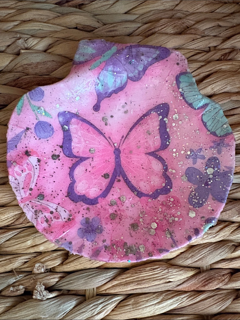 Decorative Pink Butterfly Accent Plate - Home Accents Decor